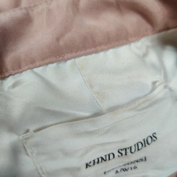 KHND Studio mens double zip ruched sleeve back bomber jacket peachy tan sz XL - Picture 4 of 8
